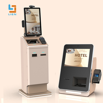 Quiosque de autoatendimento de hotel com câmera de vigilância de quarto Reciclador de cartões ADA Scanner de passaporte