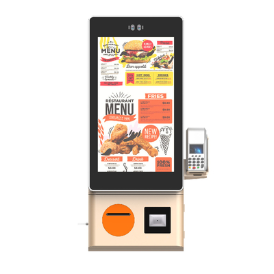 Kiosco de auto-encomenda com scanner de código de barras e impressora térmica
